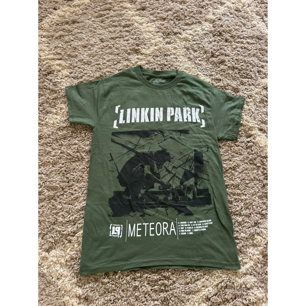 Linkin Park Meteora Album Tracklist Graphic Tee Olive Green Mens Medium